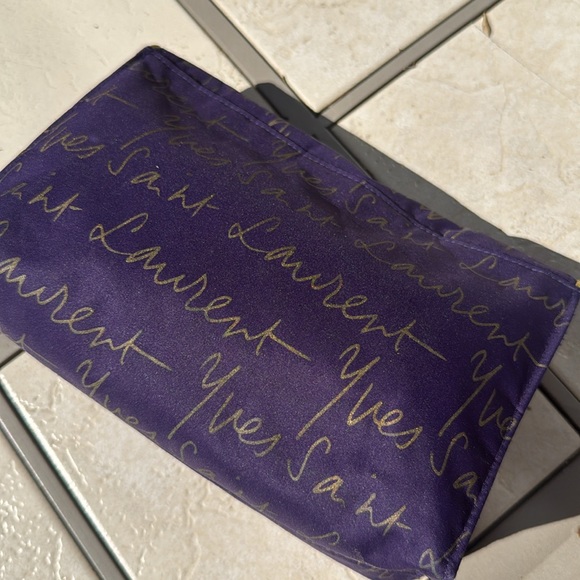 Yves Saint Laurent Purple and Gold Women's Bag cursive YSL logo all over - Picture 4 of 5